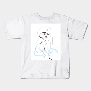 pisces zodiac sign minimalistic line art illustration Kids T-Shirt